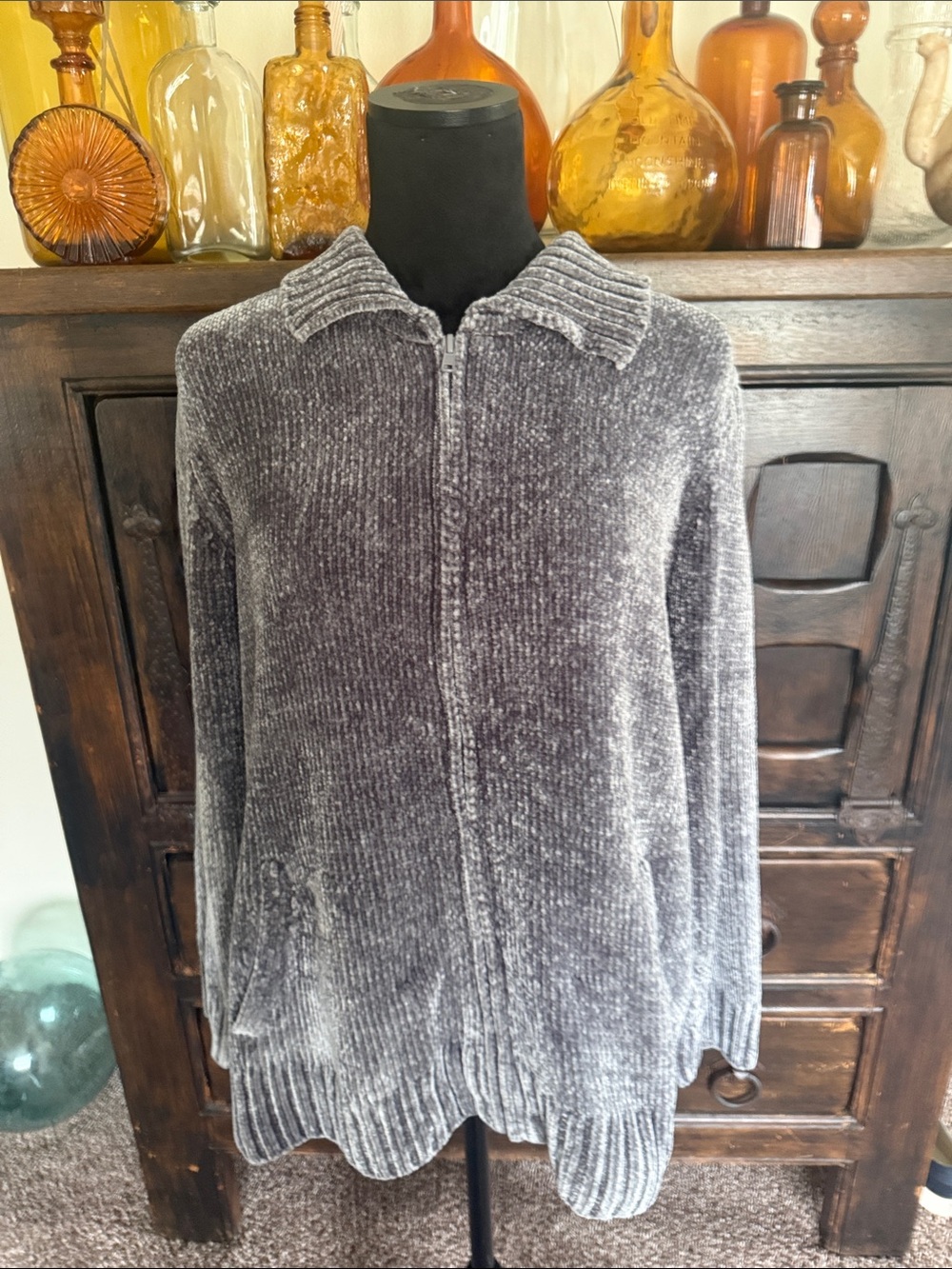 Coldwater Creek Plush Chenille Zip-Front Women's Sweater